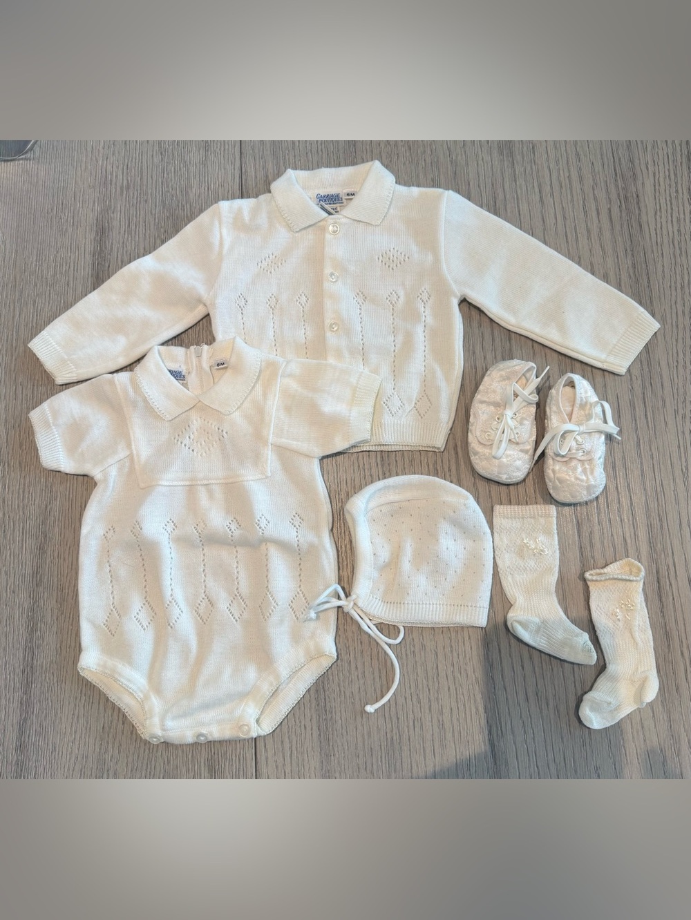 Vintage Carriage Boutique Ivory Knit Baby Christening Set